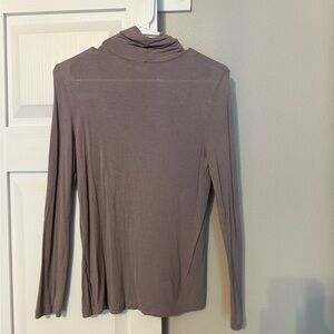 H&M Long Sleeve Mock Neck Top - Taupe Brown